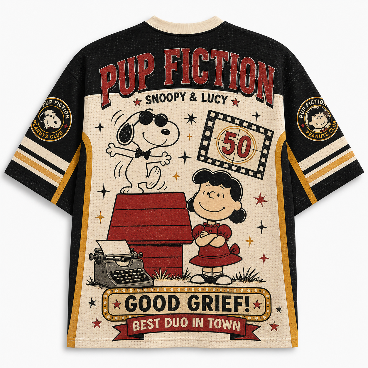 Peanuts Snoopy and Lucy "Pup Fiction" Mesh Jersey