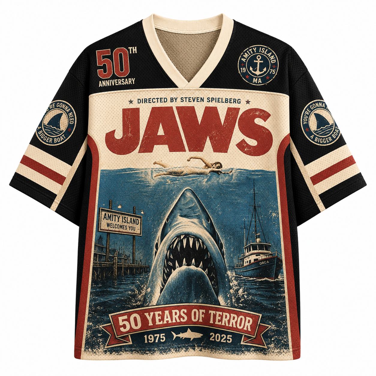 Jaws 50 YEARS OF TERROR (1975-2025) Jersey Shirts