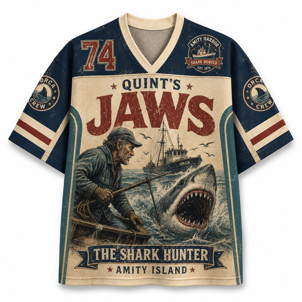 Jaws Quint's Shark Fishing Jersey Shirts