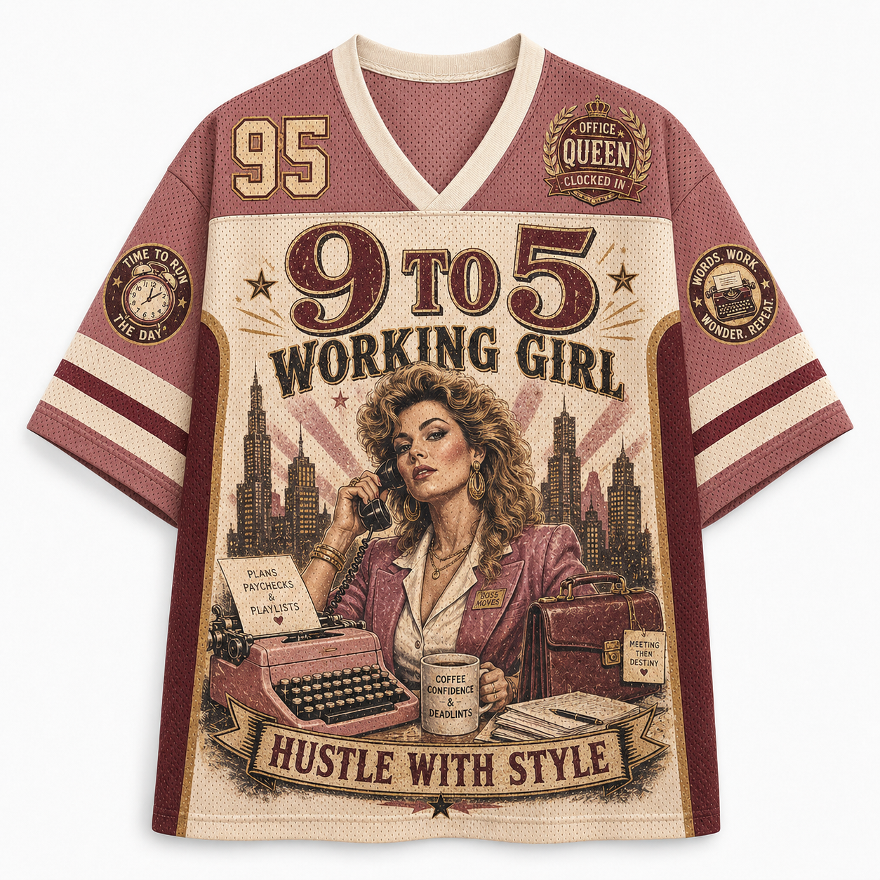 9 TO 5 WORKING GIRL Jersey T‑Shirt