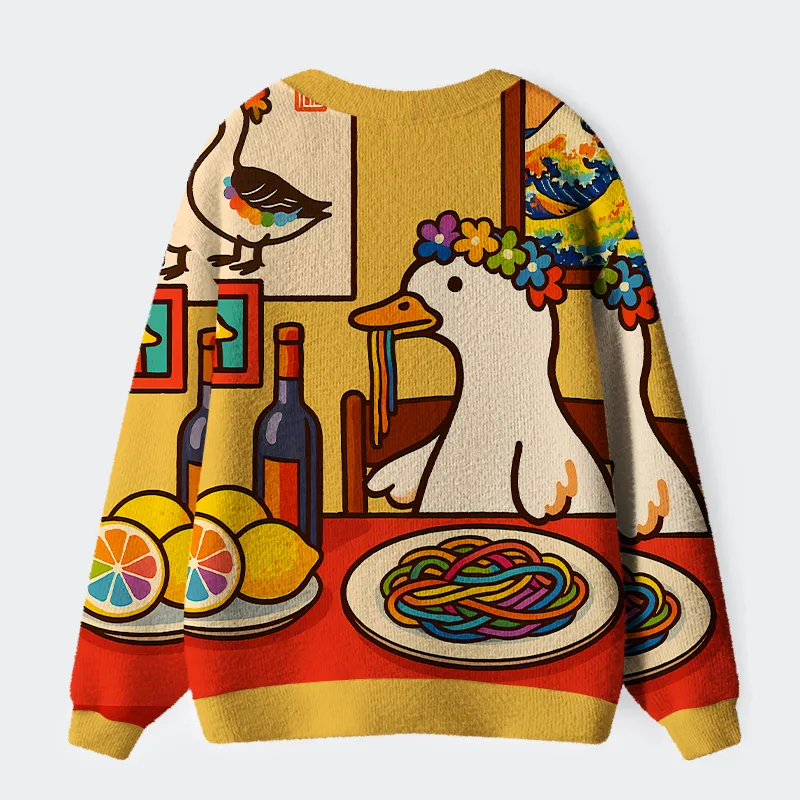 Tokyo-Tiger More Spaghetti Less Upsetti Goose Ugly Cardigan Sweater