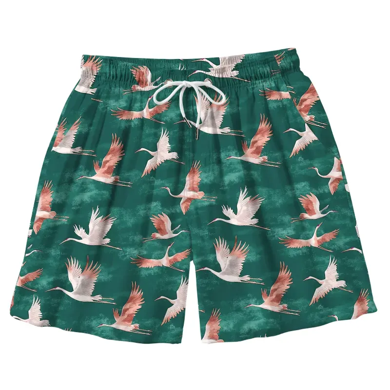 Tokyo-Tiger Cranes In Flight Aloha Mens Swim Trunks