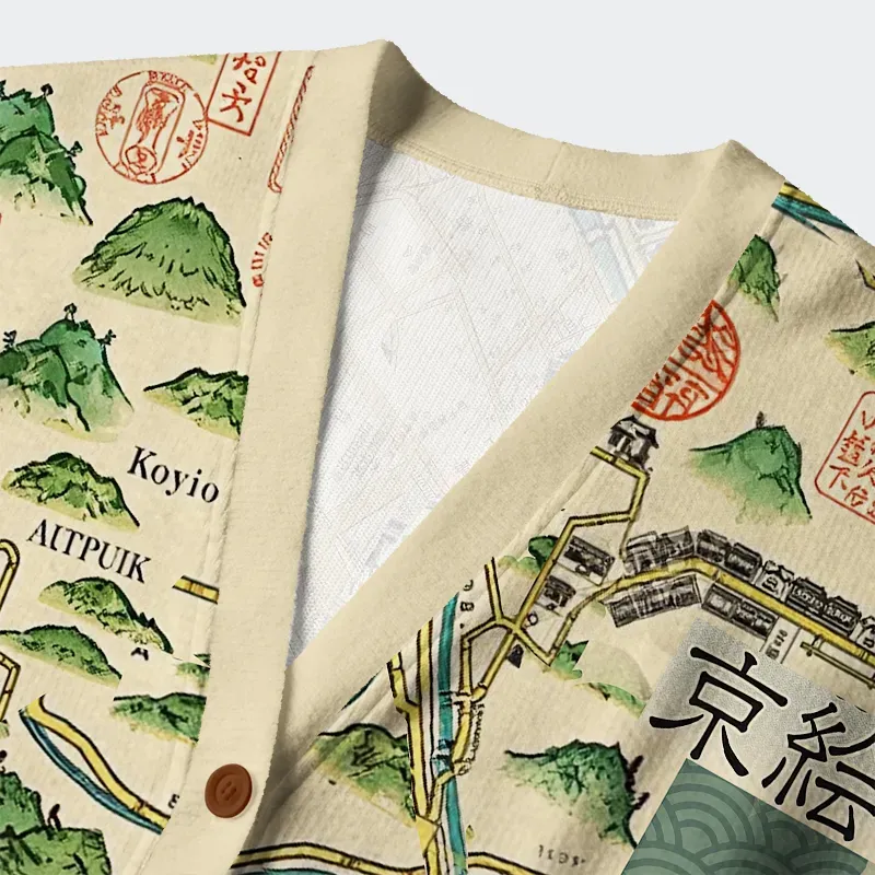 Tokyo-Tiger Exploring Kyoto Ugly Cardigan Sweater