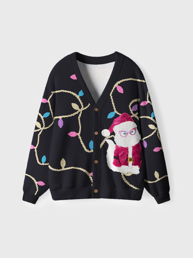 Vintage Meowy Catmas Ugly Cardigan Sweaters