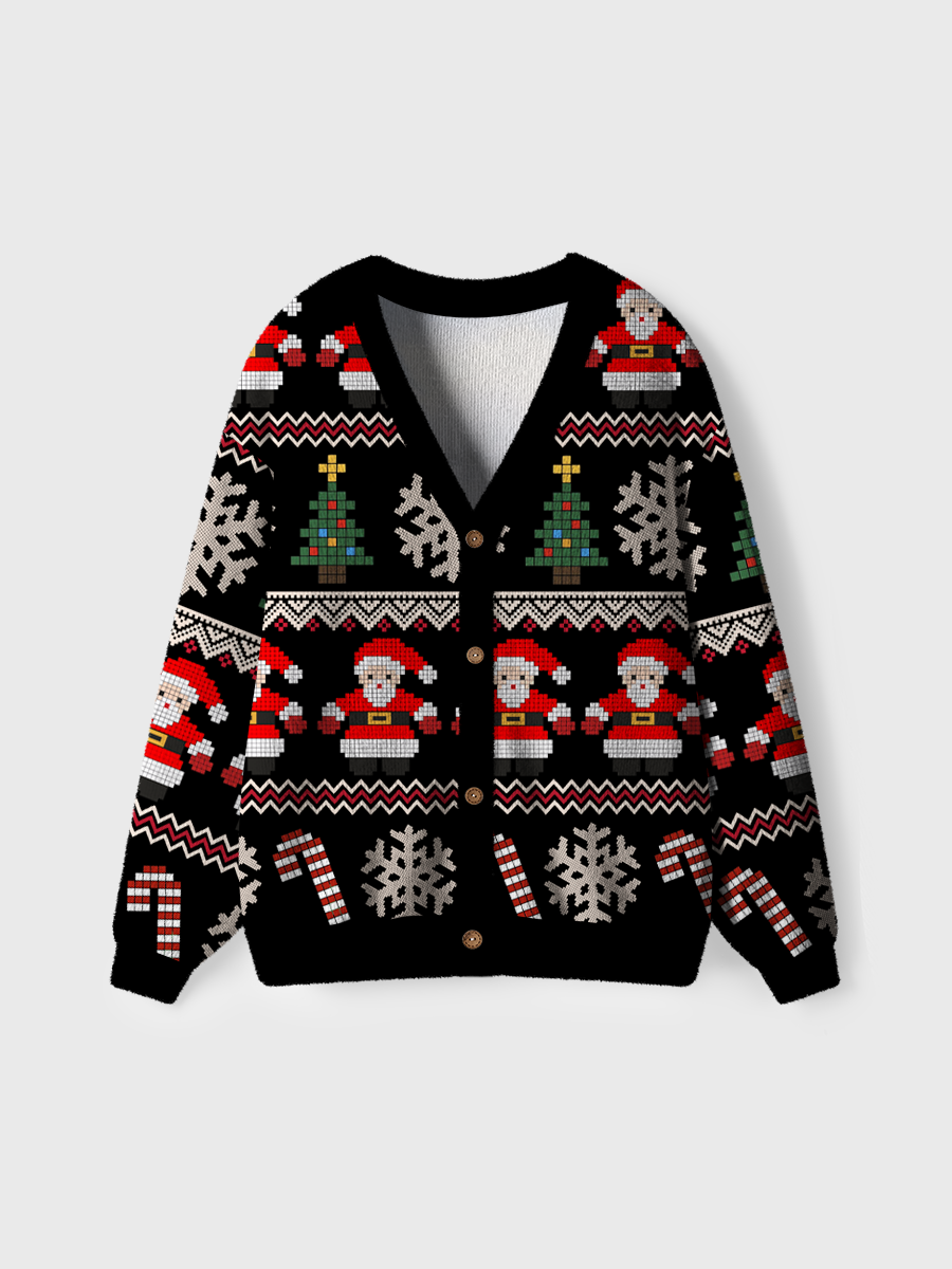 Vintage Santa Claus And Candy Ugly Cardigan Sweaters