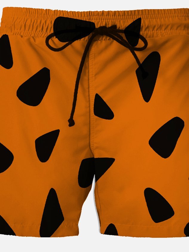 Darkpick Retro Men's Nostalgic Movie Fun Hawaiian Shorts Cartoon Stretch Plus Size Art Board Shorts