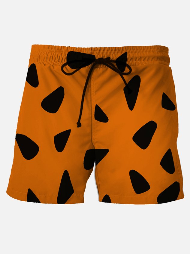 Darkpick Retro Men's Nostalgic Movie Fun Hawaiian Shorts Cartoon Stretch Plus Size Art Board Shorts