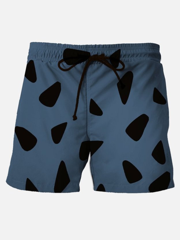 Darkpick Retro Men's Nostalgic Movie Fun Hawaiian Shorts Cartoon Stretch Plus Size Art Board Shorts