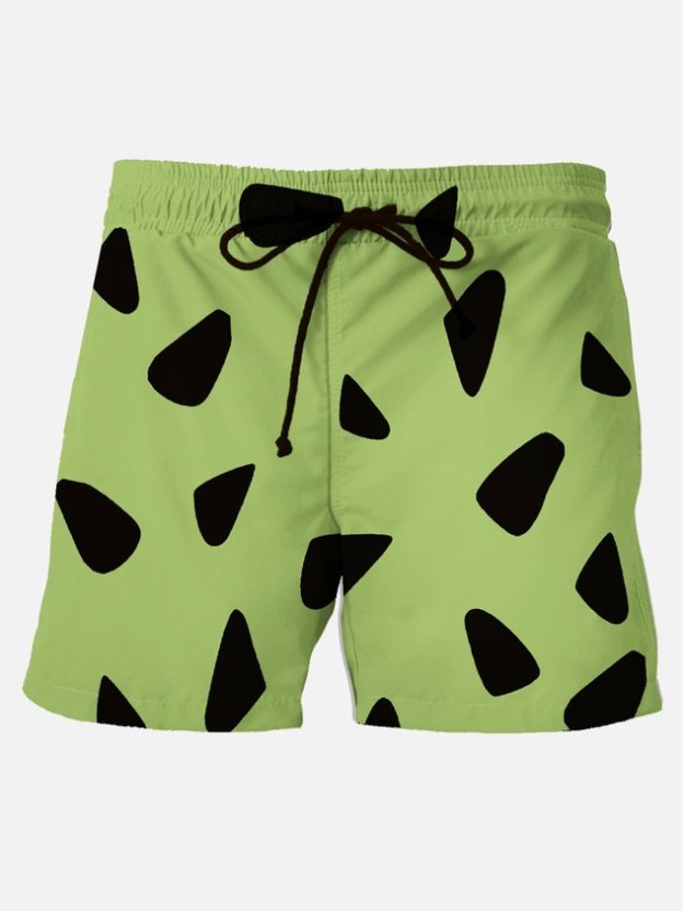 Darkpick Retro Men's Nostalgic Movie Fun Hawaiian Shorts Cartoon Stretch Plus Size Art Board Shorts