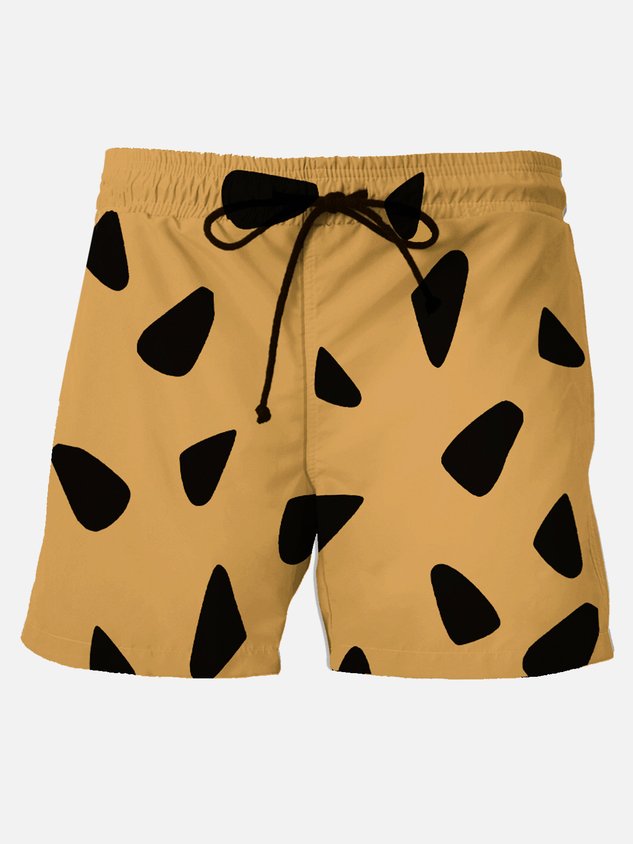 Darkpick Retro Men's Nostalgic Movie Fun Hawaiian Shorts Cartoon Stretch Plus Size Art Board Shorts