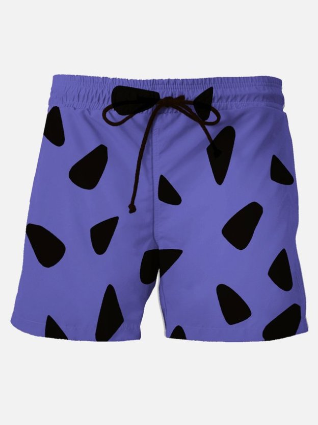 Darkpick Retro Men's Nostalgic Movie Fun Hawaiian Shorts Cartoon Stretch Plus Size Art Board Shorts