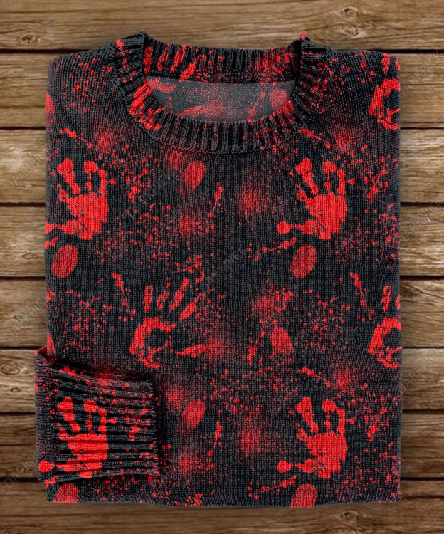 Blood splatter black Halloween Art Print Knit Pullover Sweater