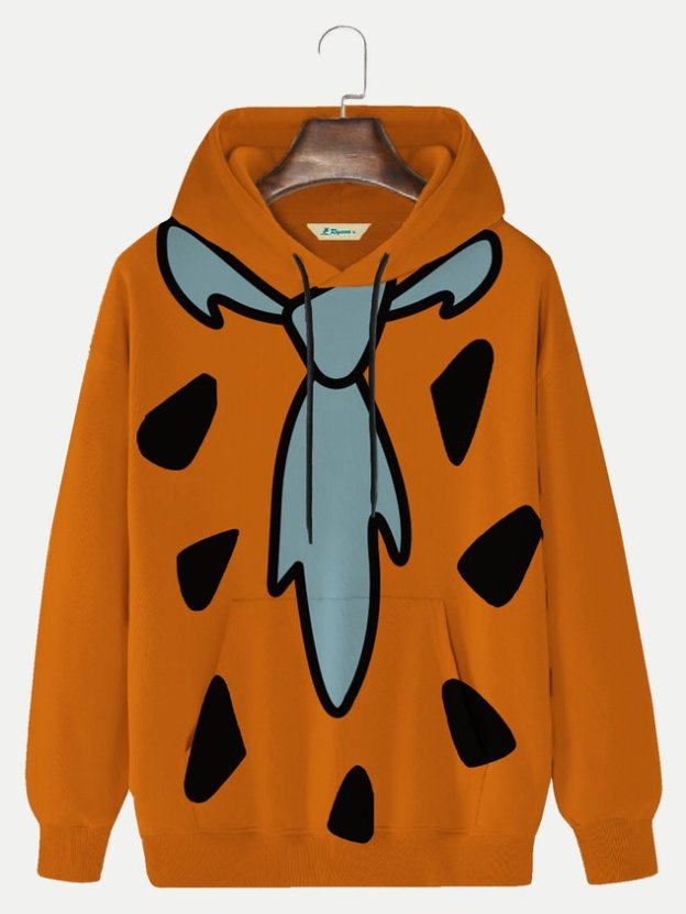 Darkpick 50's Retro Cartoon Orange Men's Hoodies Pocket Hoodie Stretch Plus Size Art Fun Sweatshirts