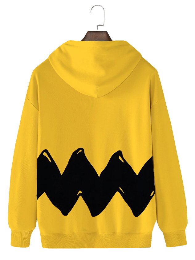 Darkpick 50's Retro Cartoon Yellow Men's Hoodies Pocket Hoodie Stretch Plus Size Art Fun Sweatshirts