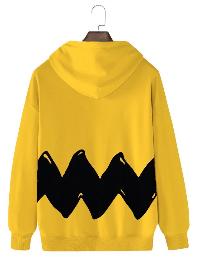 Darkpick 50's Retro Cartoon Yellow Men's Hoodies Pocket Hoodie Stretch Plus Size Art Fun Sweatshirts