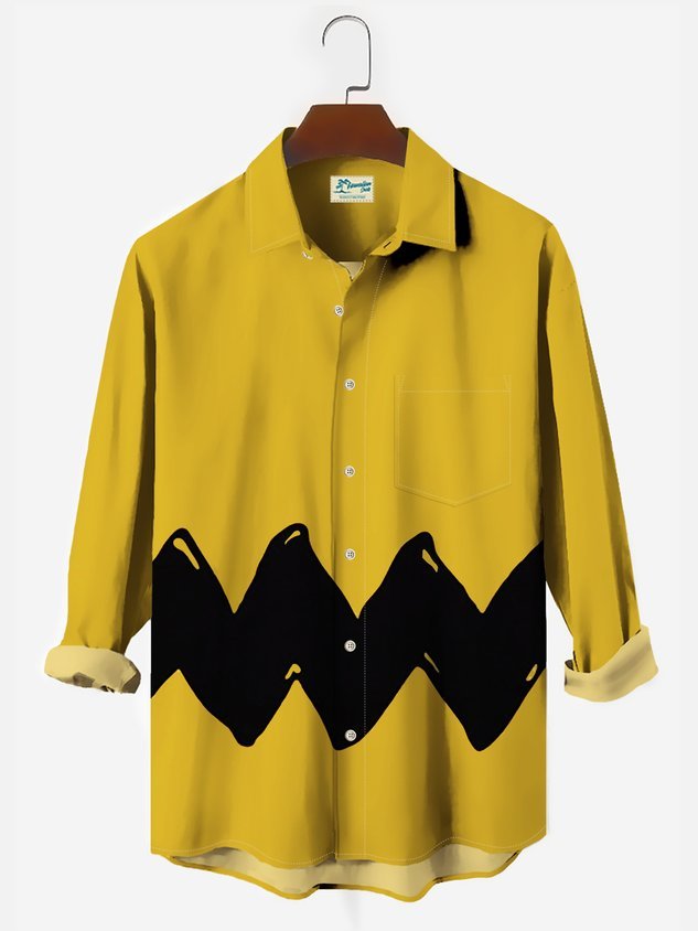 Royaura 60's Retro Cartoon Men's Hawaiian Shirt Art Stripe Oversized S