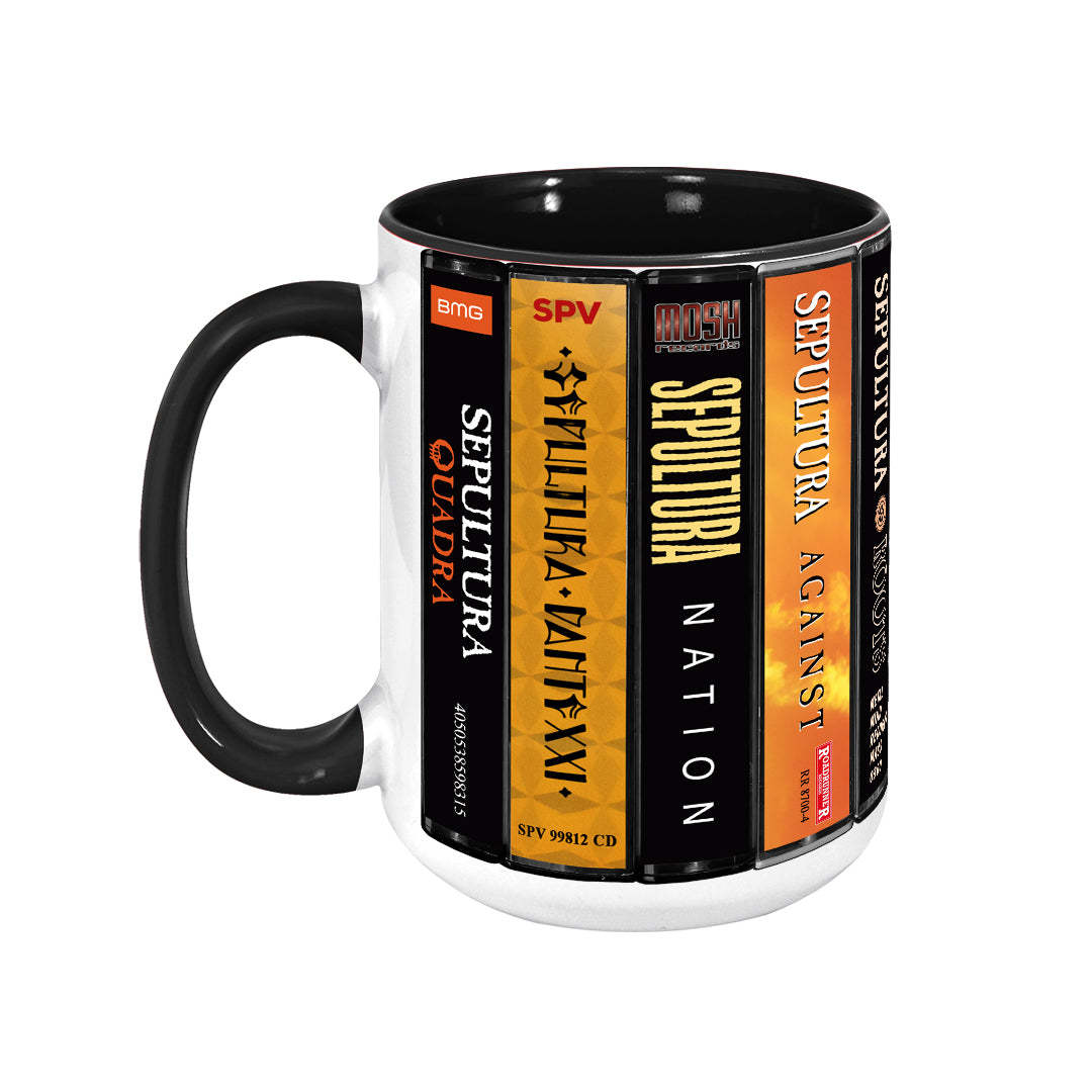 Sepultura Albums Cassette Collection Retro Accent Edge-to-Edge Printed Mug