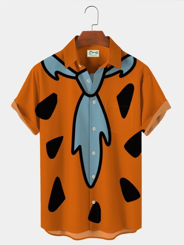 Darkpick Retro Men's Nostalgic Movie Fun Hawaiian Shorts Cartoon Stretch Plus Size Art Board Shorts