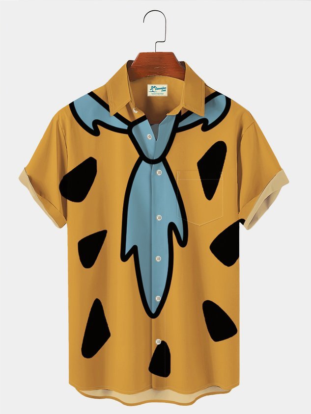 Darkpick Retro Men's Nostalgic Movie Fun Hawaiian Shorts Cartoon Stretch Plus Size Art Board Shorts