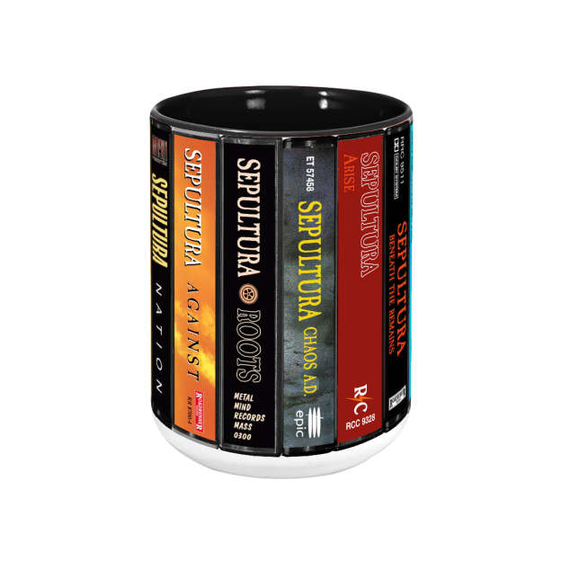 Sepultura Albums Cassette Collection Retro Accent Edge-to-Edge Printed Mug