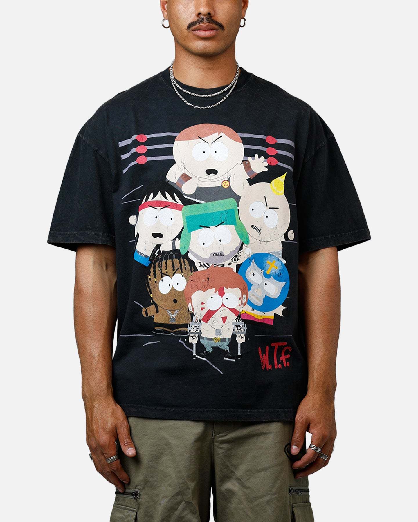 73 Studio x South Park WTF Heavyweight T-Shirt Black Acidwash