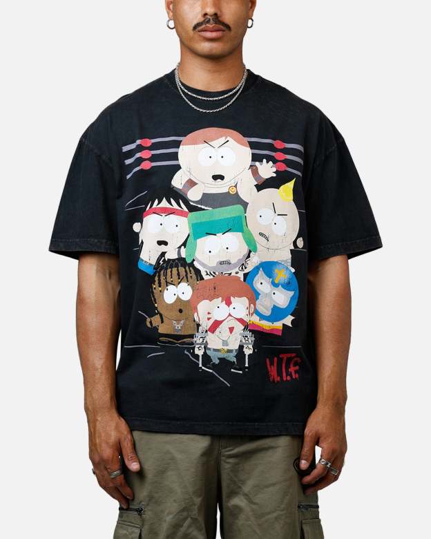 73 Studio x South Park WTF Heavyweight T-Shirt Black Acidwash