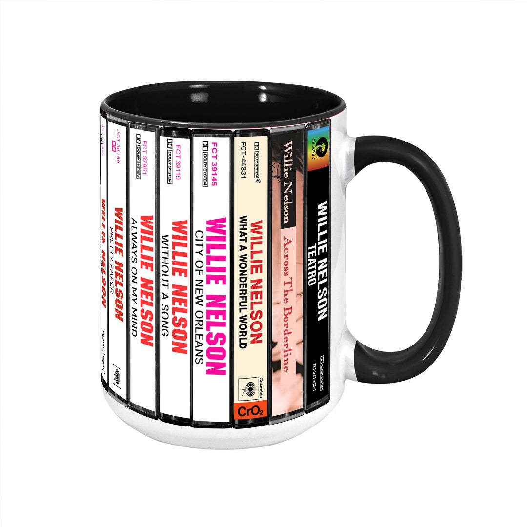 Willie Nelson Albums Cassette Collection Retro Accent Mug