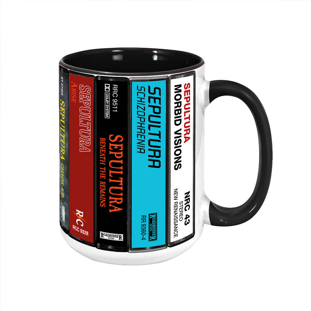 Sepultura Albums Cassette Collection Retro Accent Edge-to-Edge Printed Mug