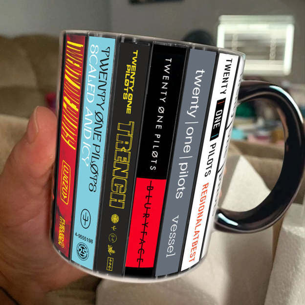 Twenty One Pilot Albums Cassette Collection Retro Accent Mug