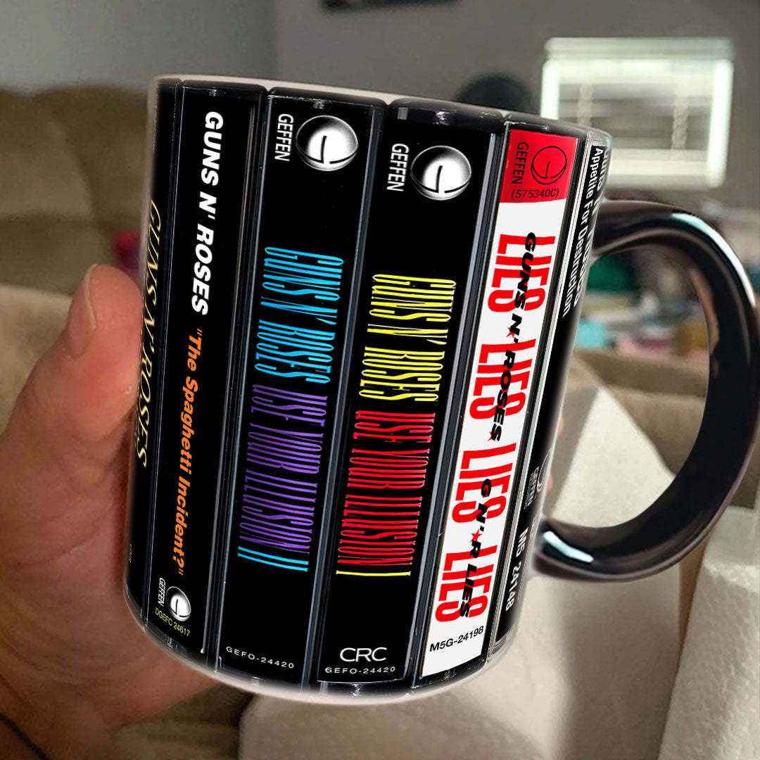 Guns N Roses Albums Cassette Collection Retro Accent Mug