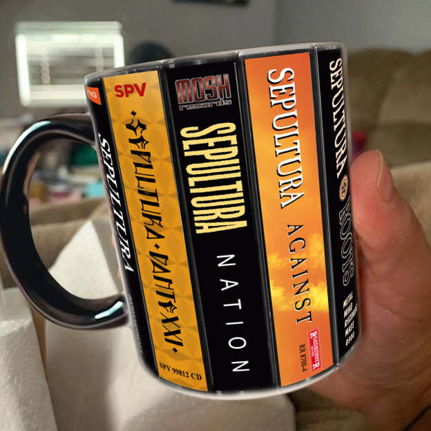 Sepultura Albums Cassette Collection Retro Accent Edge-to-Edge Printed Mug