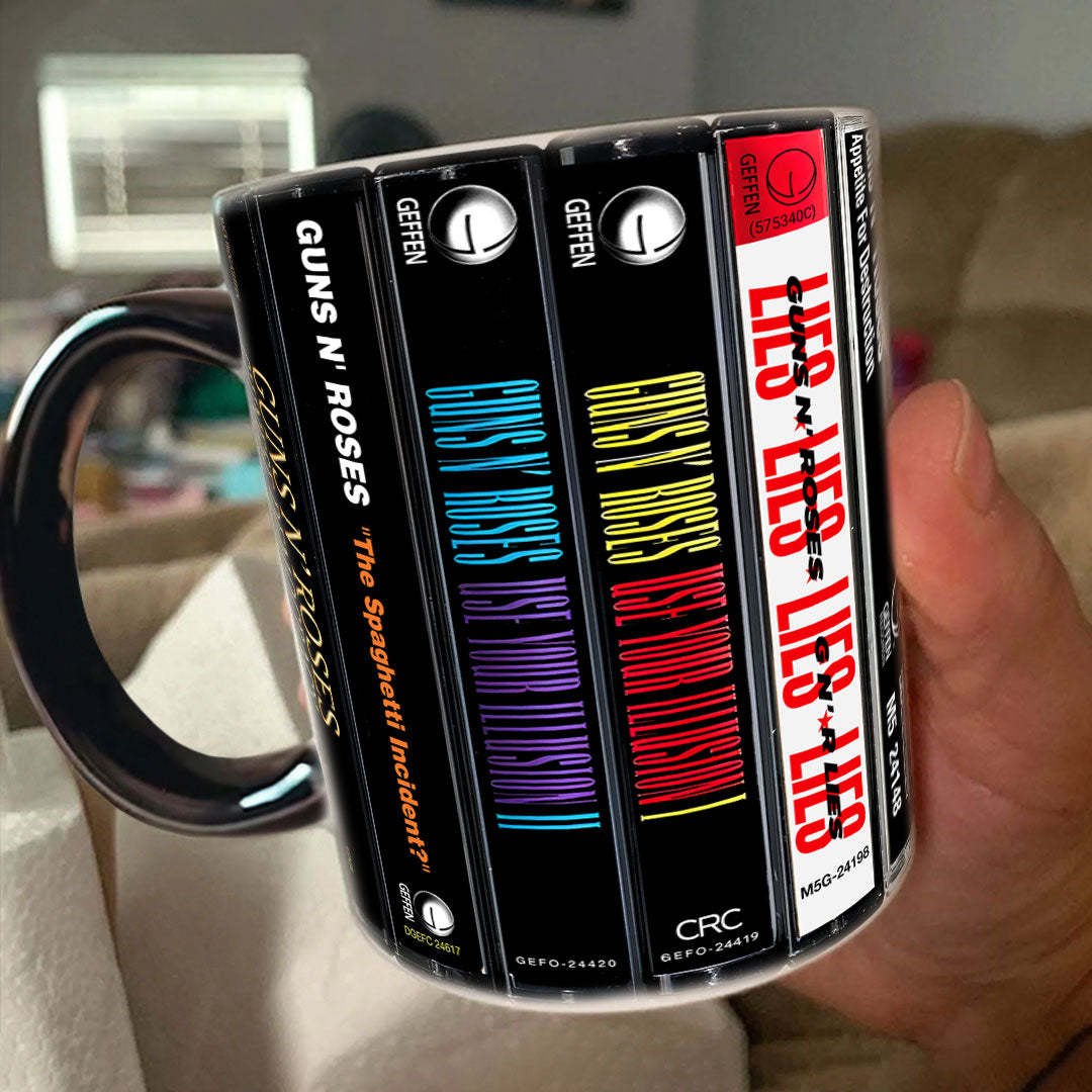 Guns N Roses Albums Cassette Collection Retro Accent Mug