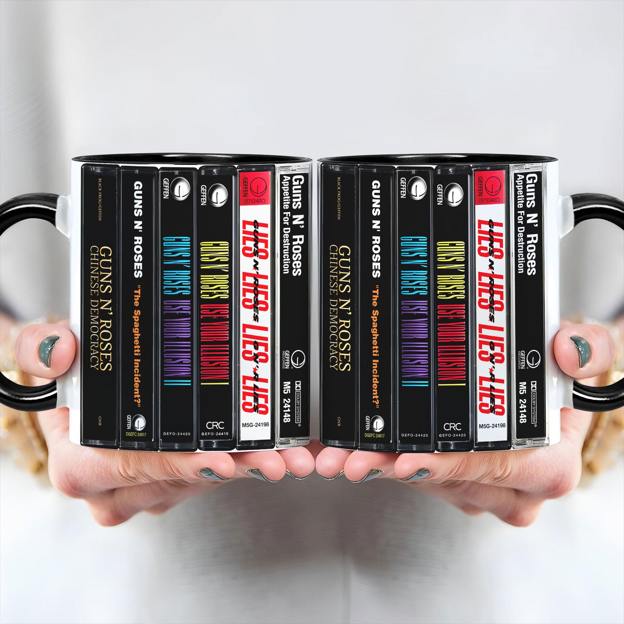 Guns N Roses Albums Cassette Collection Retro Accent Mug