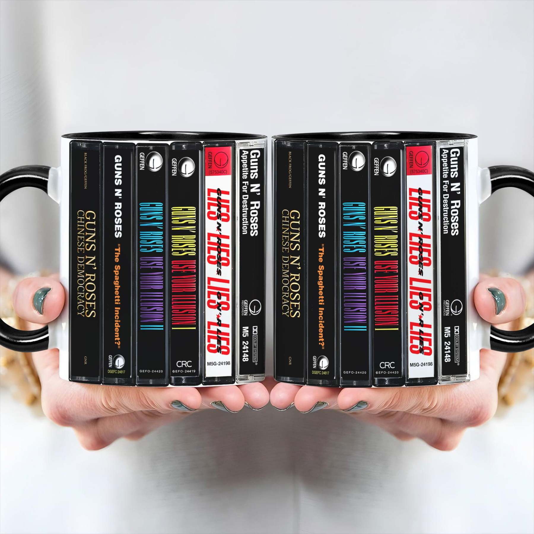 Guns N Roses Albums Cassette Collection Retro Accent Mug