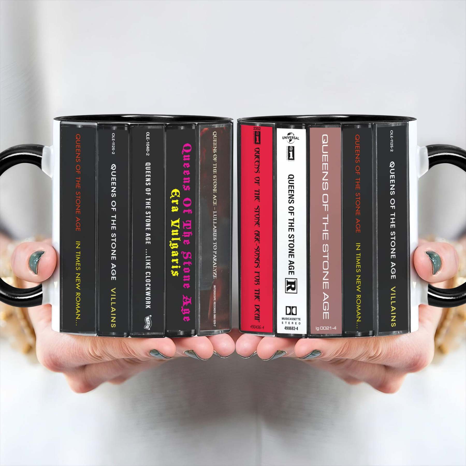 Queens Of The Stone Age Albums Cassette Collection Retro Accent Edge-to-Edge Printed Mug