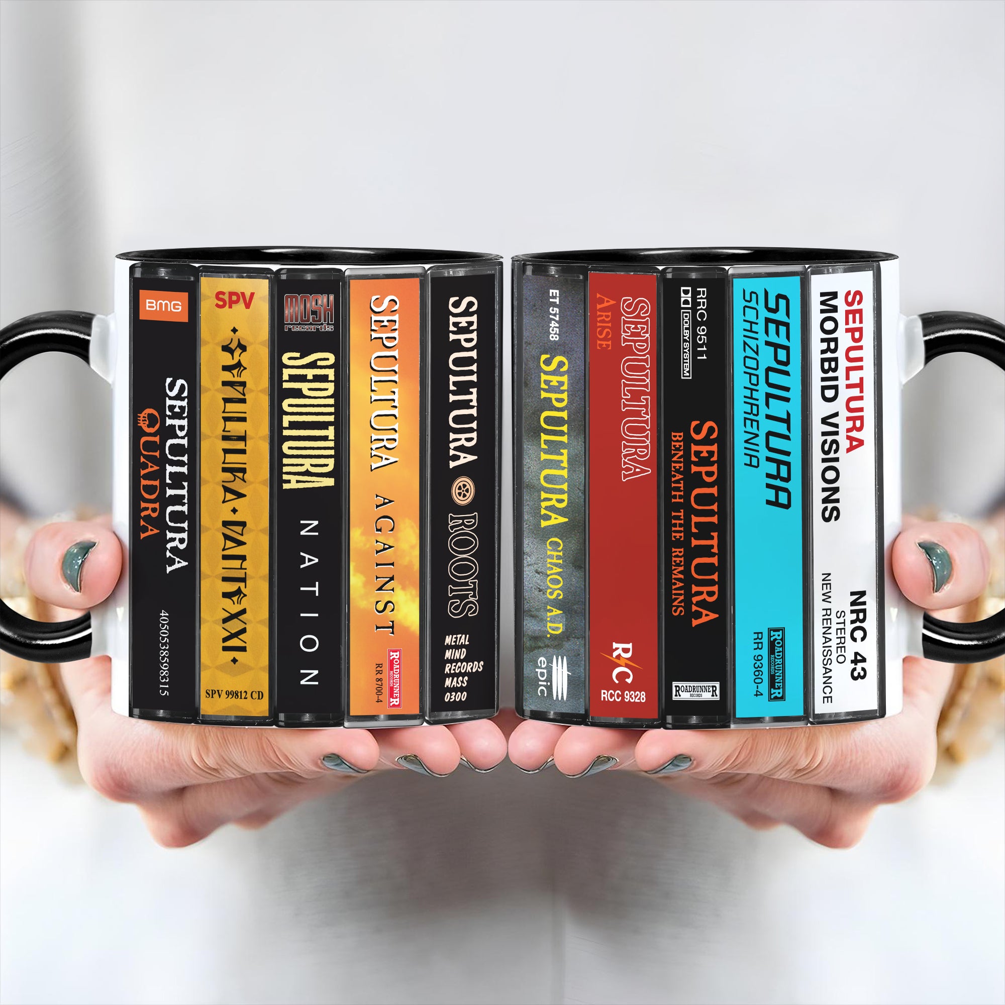 Sepultura Albums Cassette Collection Retro Accent Edge-to-Edge Printed Mug