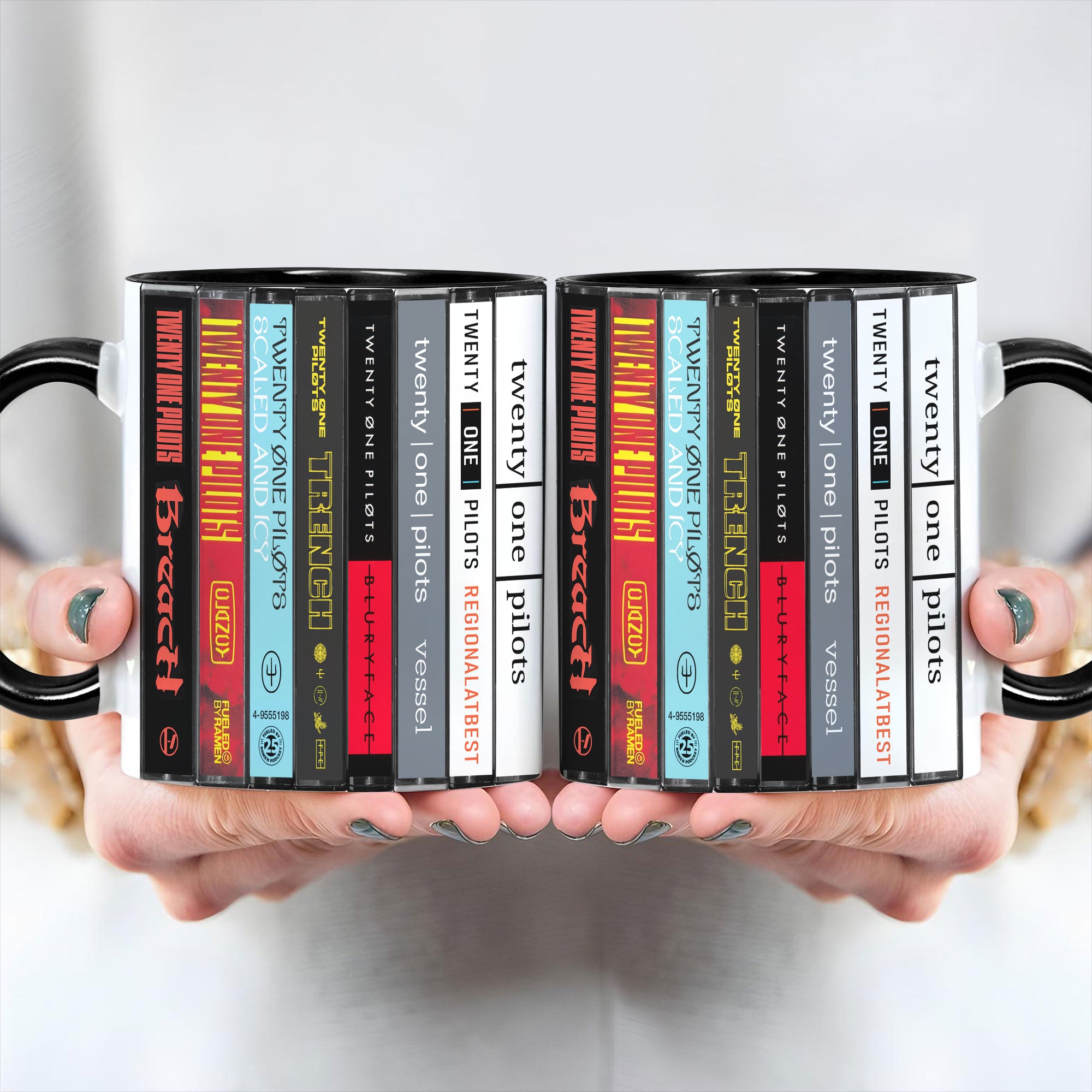 Twenty One Pilot Albums Cassette Collection Retro Accent Mug