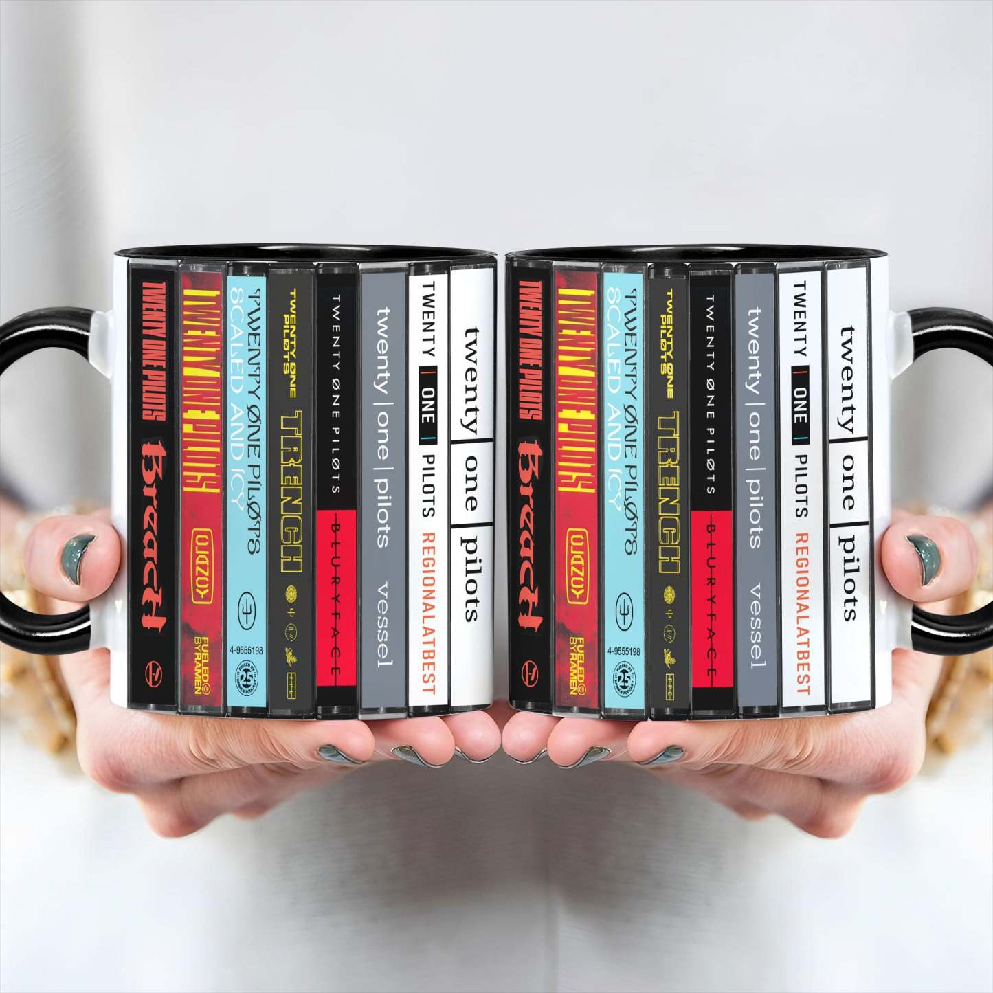 Twenty One Pilot Albums Cassette Collection Retro Accent Mug