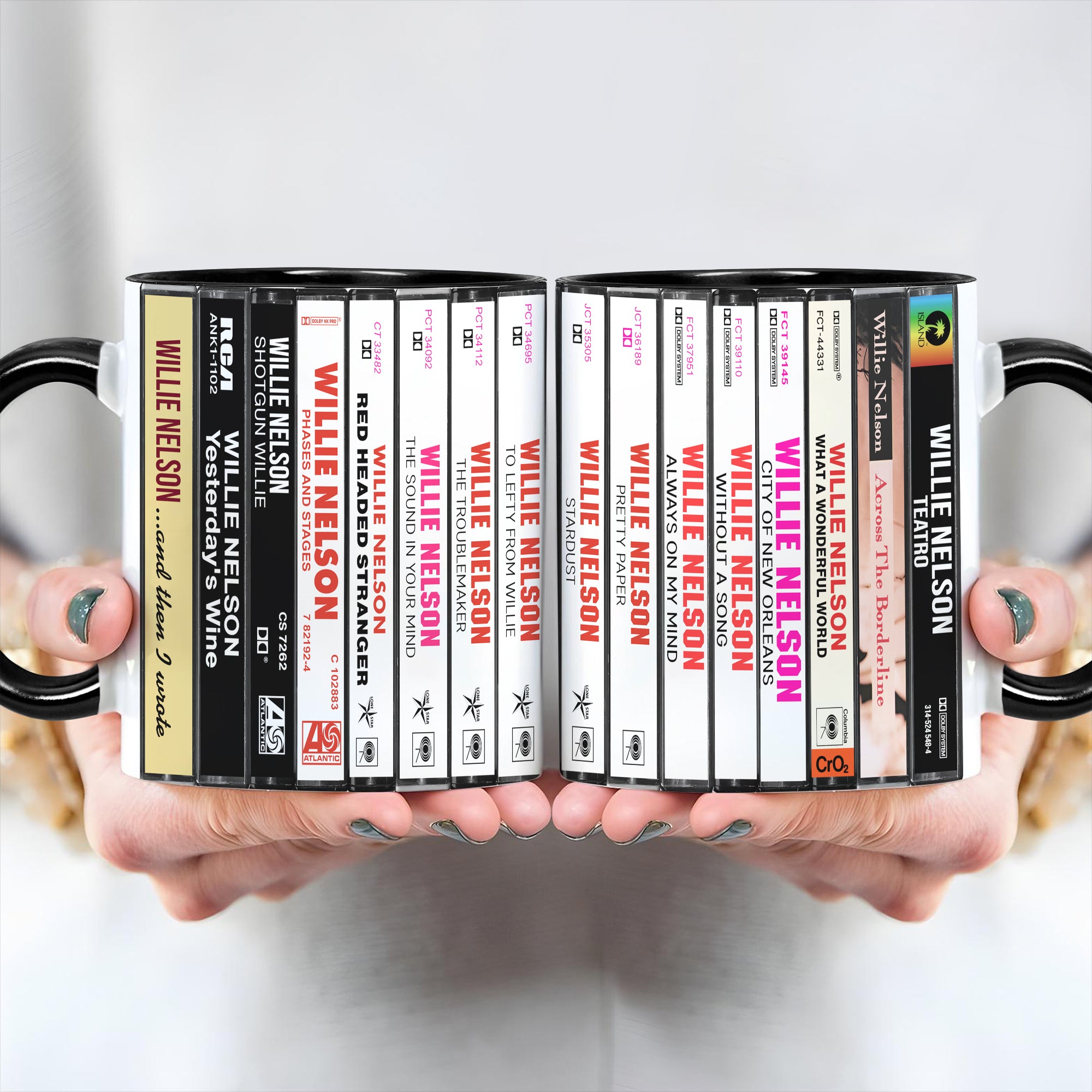 Willie Nelson Albums Cassette Collection Retro Accent Mug