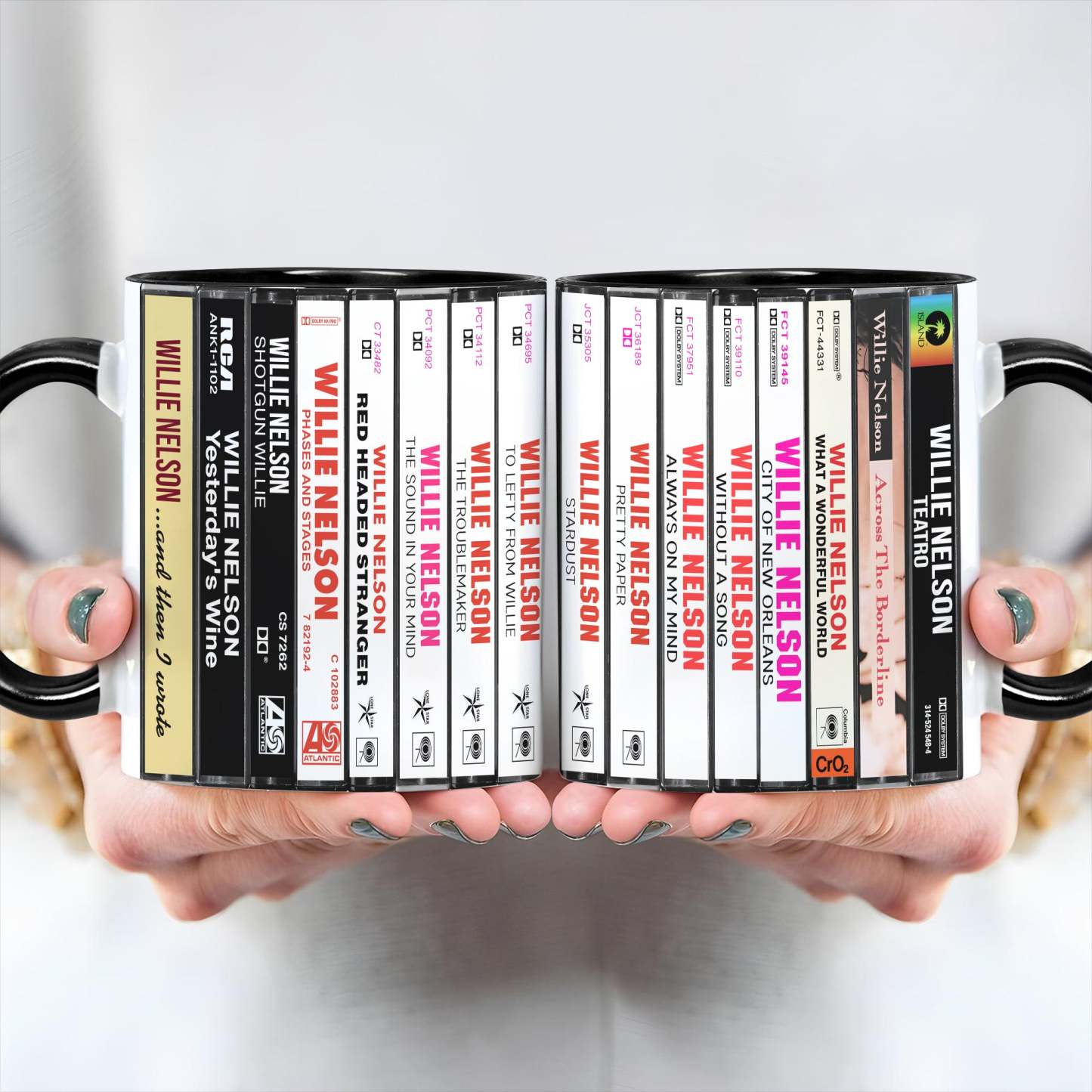 Willie Nelson Albums Cassette Collection Retro Accent Mug