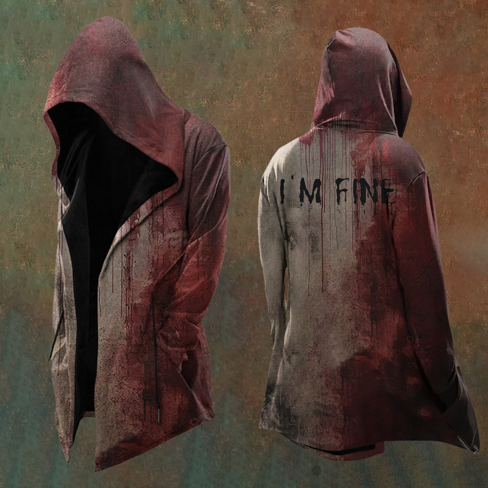 Men's Bloody I AM FINE Causal Hooded Jacket
