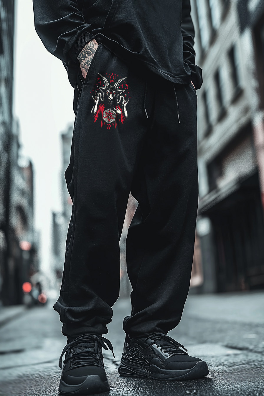 Lord Of Hell Satanic Dark Skull Goat Totem Unisex Casual Sweatpants