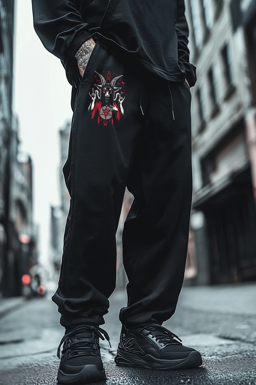 Lord Of Hell Satanic Dark Skull Goat Totem Unisex Casual Sweatpants