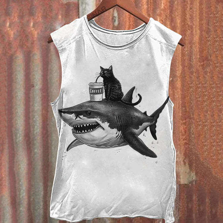 Unisex Retro Cat Shark Tank Top