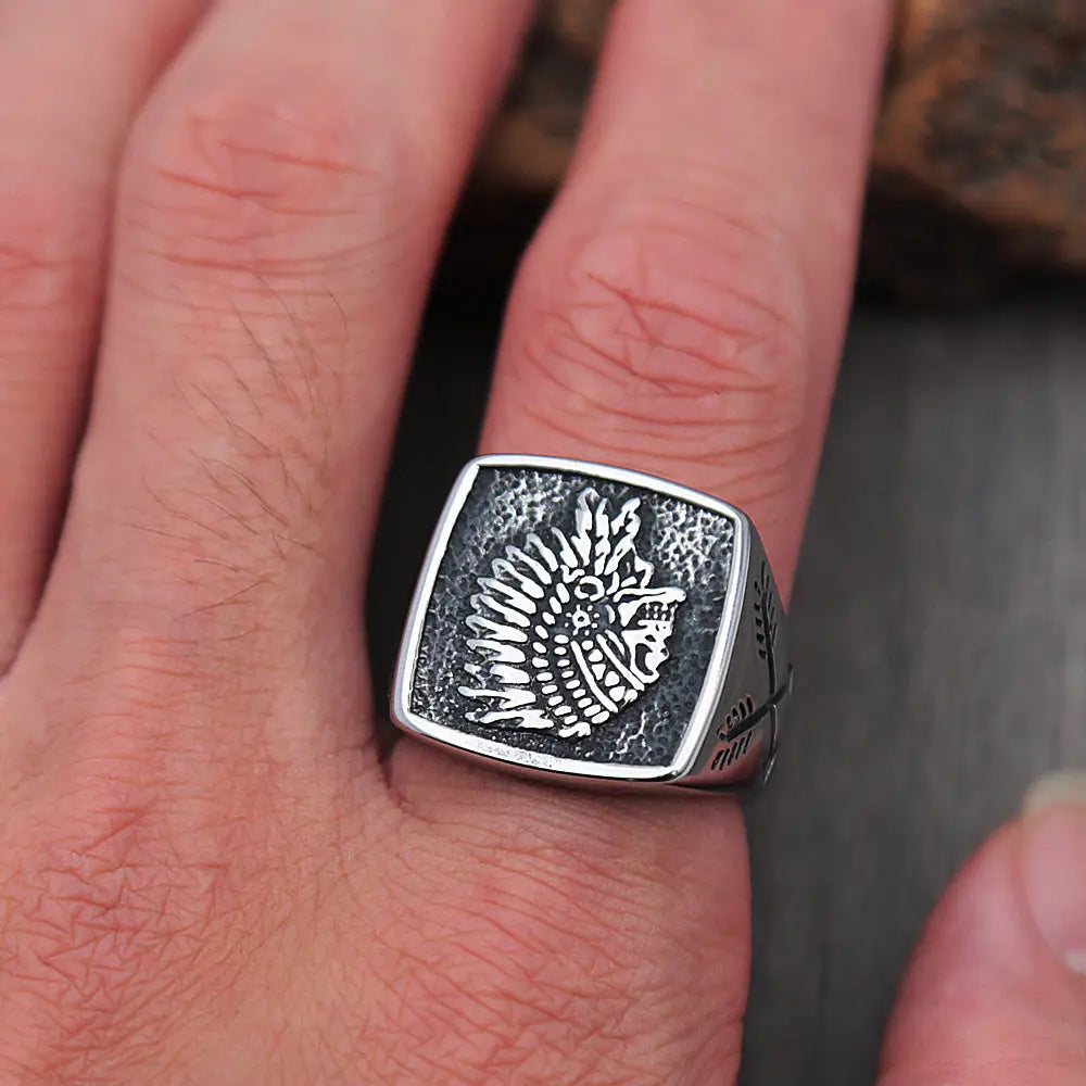 Vintage Indian Chief Skull Ring