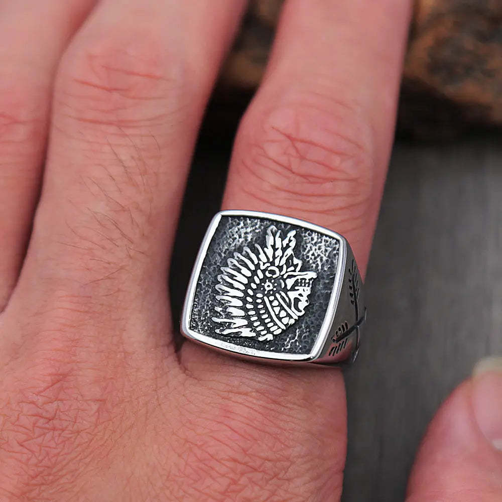 Vintage Indian Chief Skull Ring