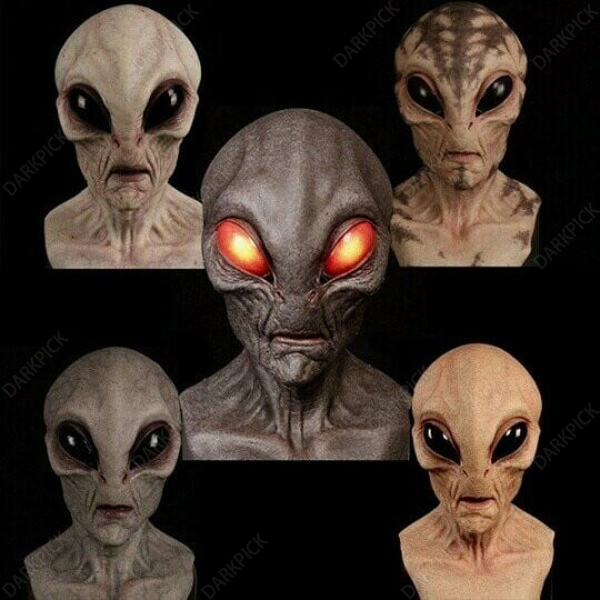 🤯High Fidelity Alien Mask ET Headgear Halloween Latex Terror Mask Costume Prop 