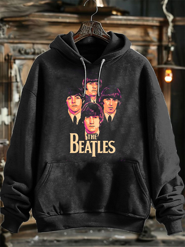 Casual The Beatles Rock N' Roll Print Hoodie