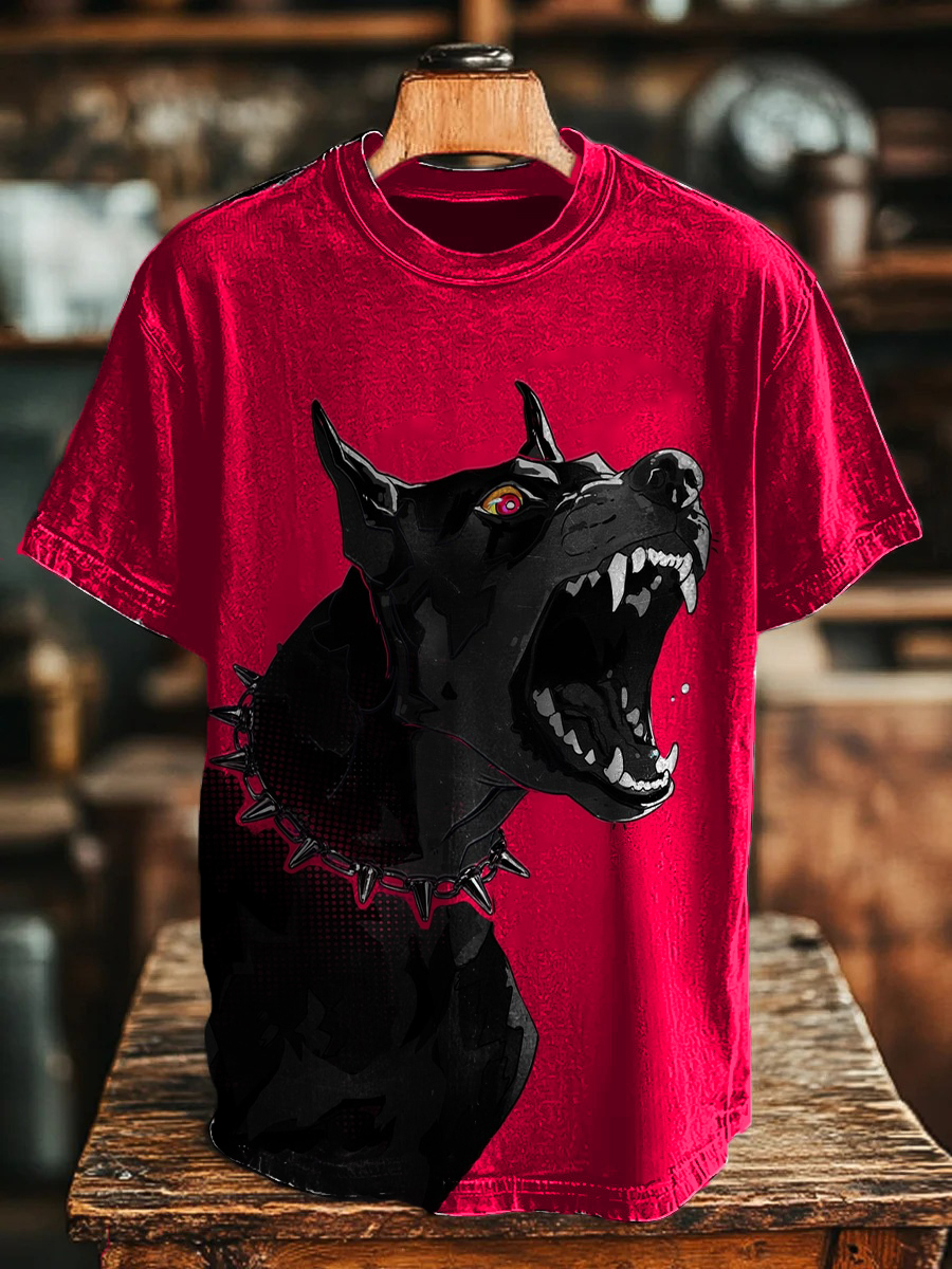 Unisex Yelling Dog Print Casual T-shirt