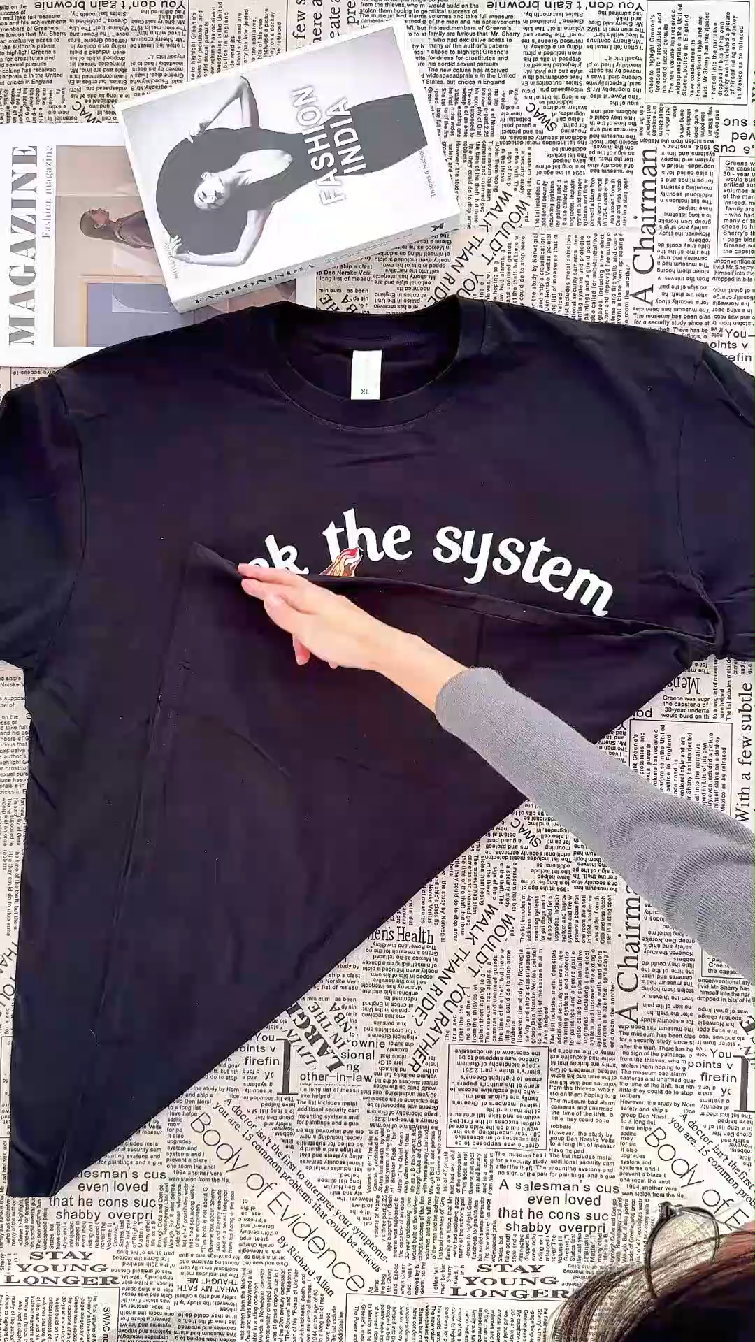 Unisex cotton Care Bear Fuck The System  T-shirt